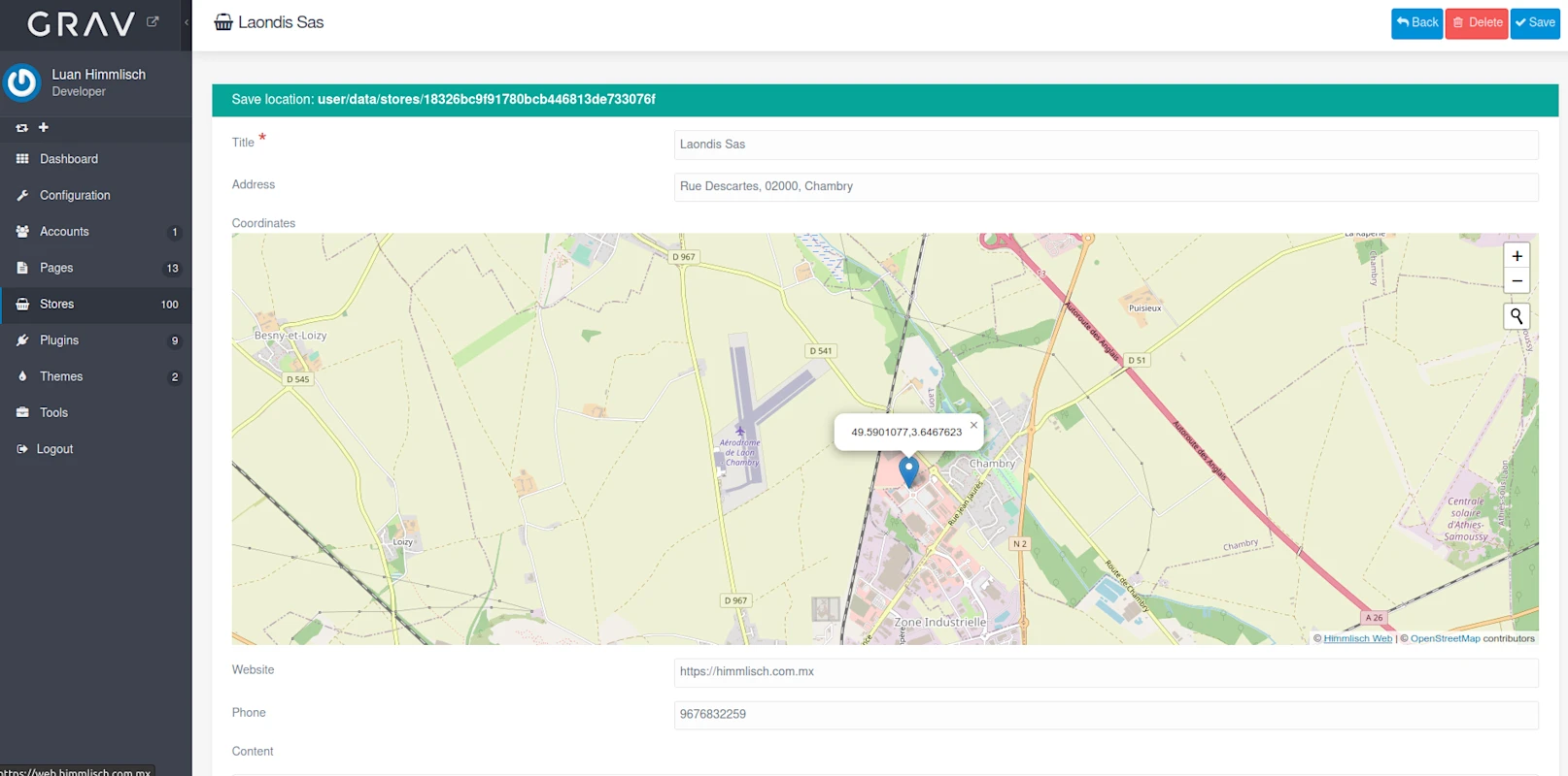 Stores Map Plugin Admin Panel Screenshot 1
